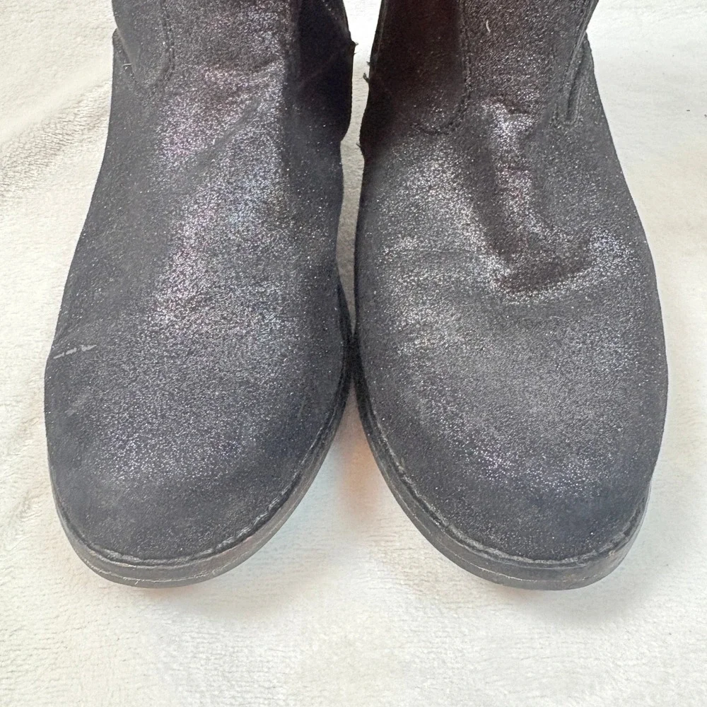Hanna Andersson Glitter Tall Boots Kids Black Good Shimmer Biker Moto Buckle